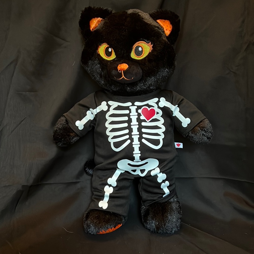 Build-a-Bear Midnight Sparkle Cat in Skeleton Sleeper